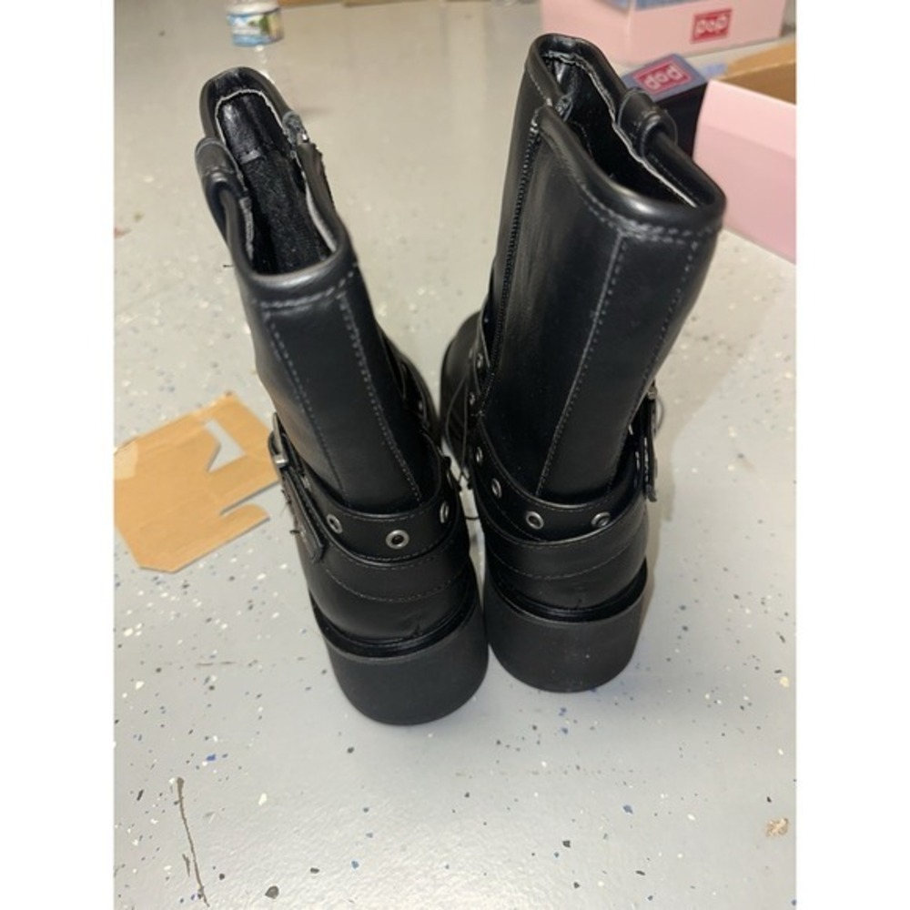 Women's Size 6.5 Pop Billboard Black Ankle Boots with Buckles NEW Z26 - Picture 4 of 6